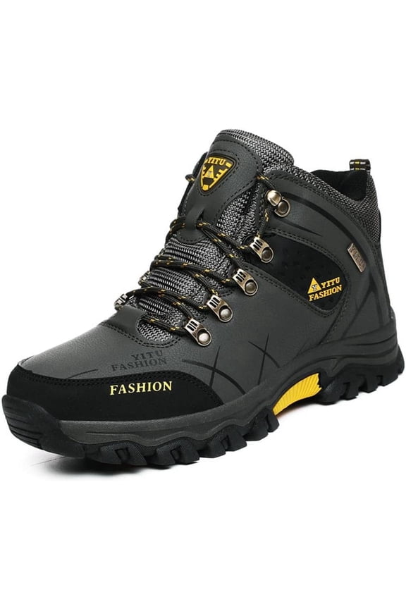 Mens Hiking Boots Non-Slip Outdoor Mid Top Ankle Boot Breathable Hiker Camping Trekking Shoes