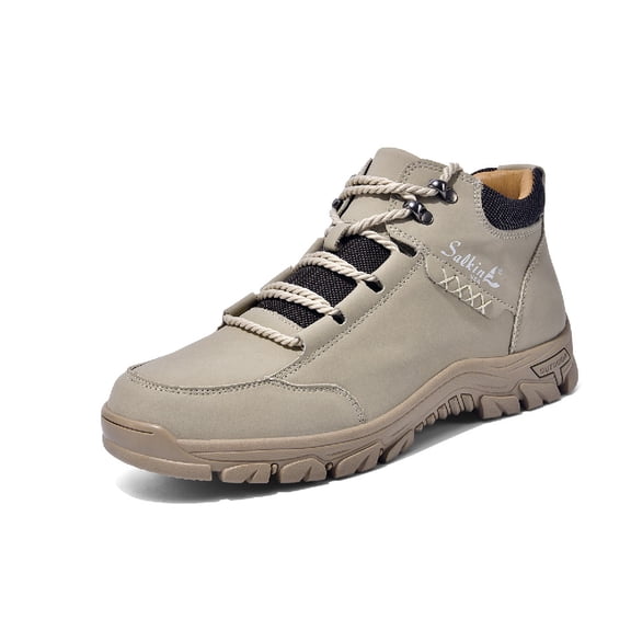 Mens Hiking Boots Non-slip Breathable Comfortable Driving Outdoor Shoes Lightweight Casual Oxford Ankle Boots Beige 10 US
