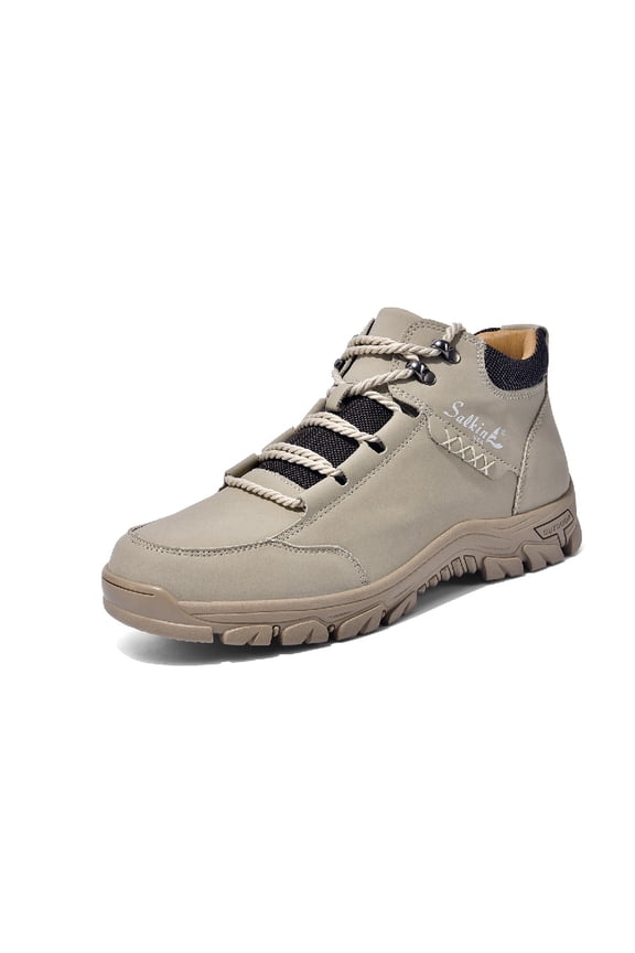 Mens Hiking Boots Non-slip Breathable Comfortable Driving Outdoor Shoes Lightweight Casual Oxford Ankle Boots Beige 8.5 US