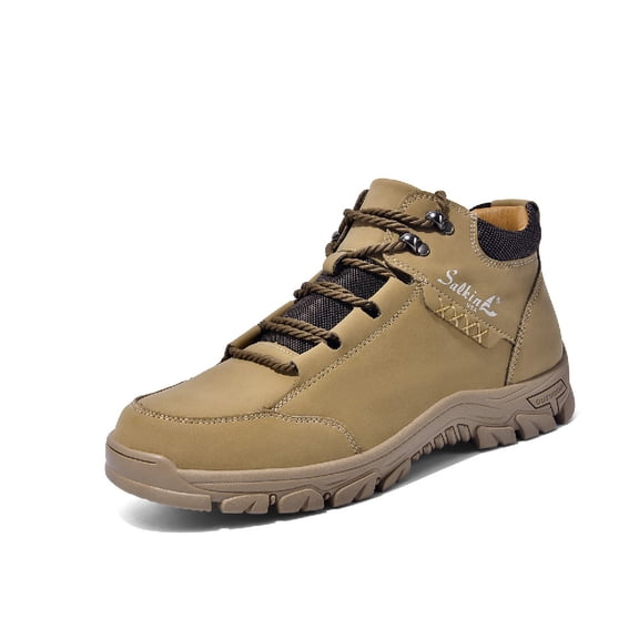 Mens Hiking Boots Non-slip Breathable Comfortable Driving Outdoor Shoes Lightweight Casual Oxford Ankle Boots Brown 8.5 US