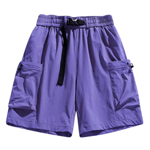 Mens Hiking Cargo Shorts Multi-Pockets Drawstring Belt Elastic Waist Quick Dry Short Pants Fathers Gift