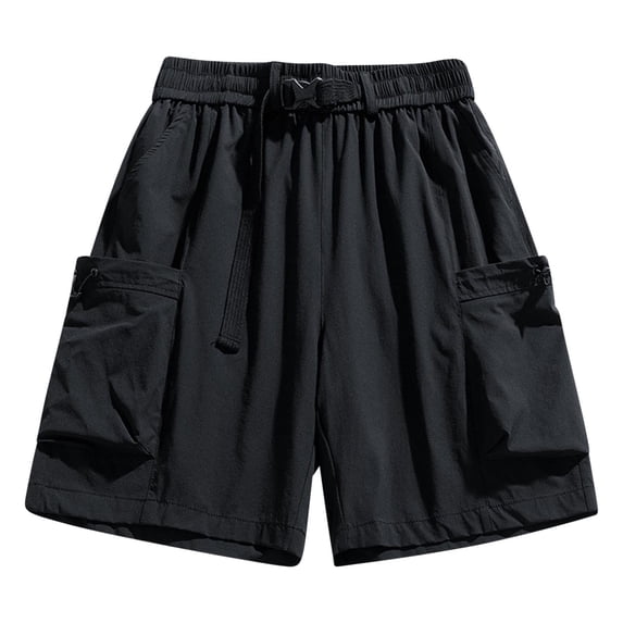 Mens Hiking Cargo Shorts Multi-Pockets Drawstring Belt Elastic Waist Quick Dry Short Pants Fathers Gift