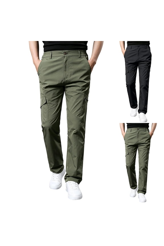 Mens Hiking Cargo Work Pants Cooling Quick Dry Tactical Pant Water Resistant Lightweight Outdoor Fishing Pants with Multi Pocket Army Green
