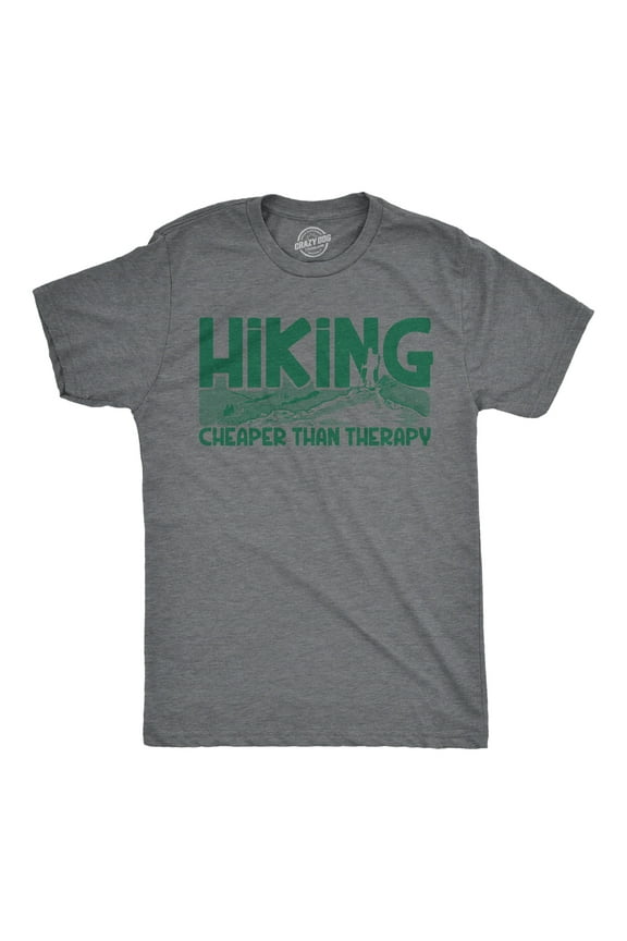 Mens Hiking Cheaper Than Therapy Funny Camping Outdoor Summer T shirt Graphic Tees