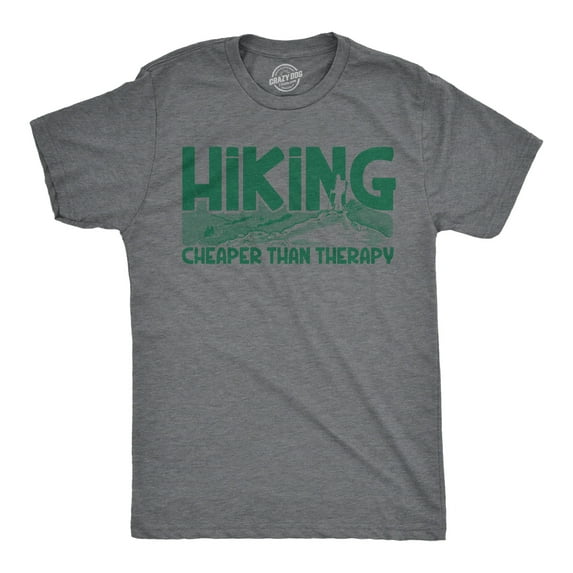 Mens Hiking Cheaper Than Therapy Funny Camping Outdoor Summer T shirt Graphic Tees