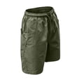 thumbnail image 1 of Mens Hiking Fishing Shorts Elastic Drawstring Waist with Pockets Outdoor Travel Short Pants Dad Gifts, 1 of 4
