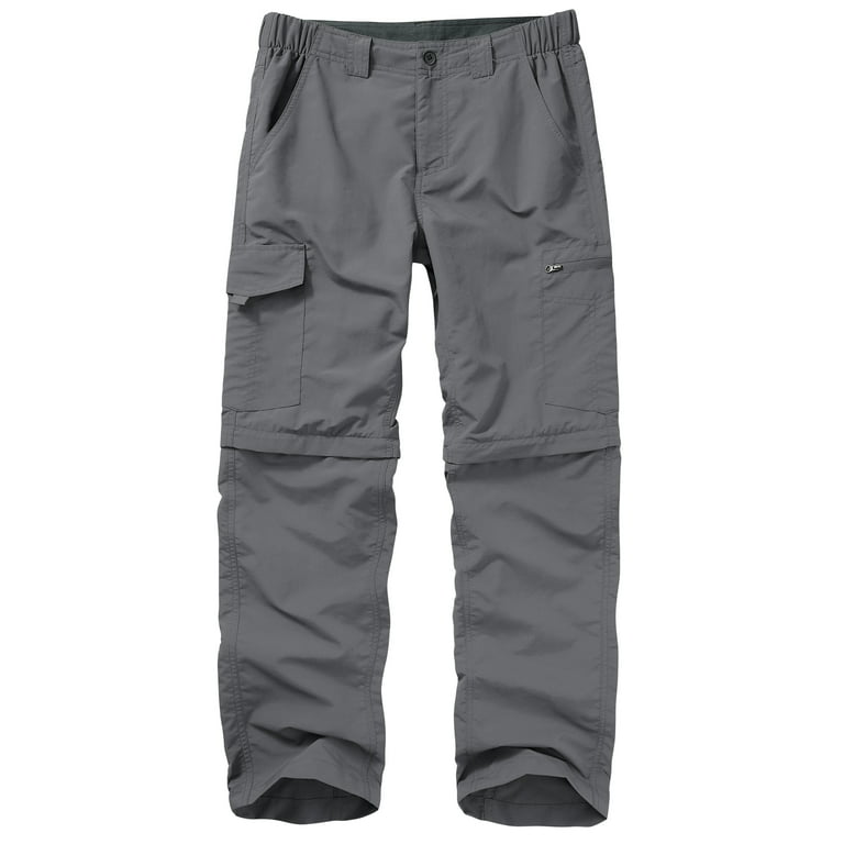 Mens Hiking Pants Convertible Zip Off Lightweight Quick Dry Fishing Safari  Camping Pants with Belt 