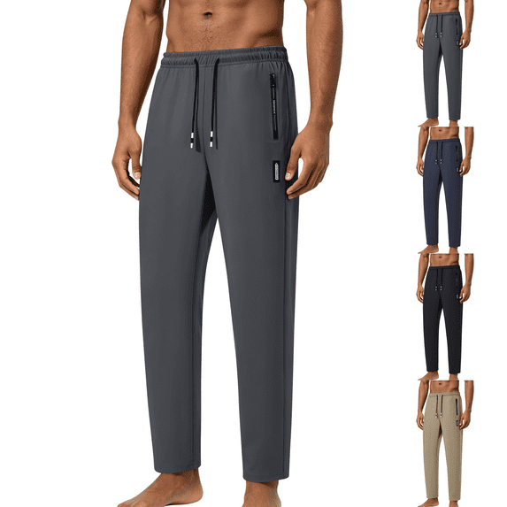 Mens Hiking Pants Joggers Lightweight Breathable Quick Dry Outdoor Fishing Athletic Work Pants with Zipper Pockets Dark Gray S