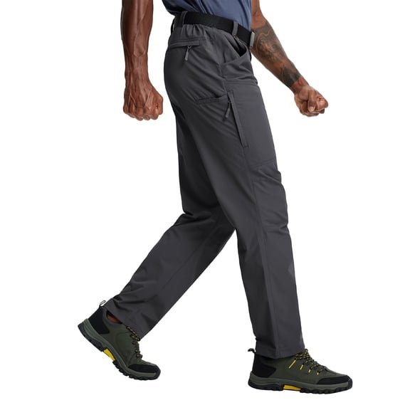 Lavenicole Hiking Pants Men's Lightweight Waterproof with Elastic Waist & 6 Pockets for Adult Outdoor Enthusiasts, Gray 30W×30L