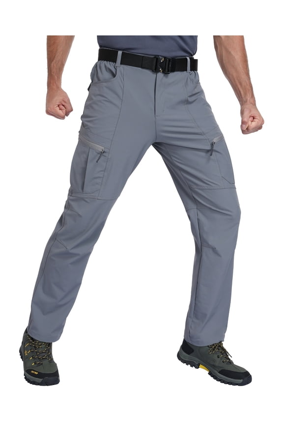 Mens Hiking Pants Lightweight Nylon Stretch Cargo Work Pants for Men Waterproof with Pockets