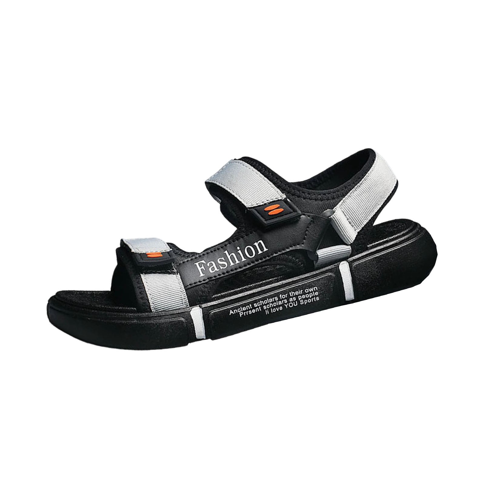 Men\'s Black And White Arch Support Thick Recovery Athletic Hiking Sandal Shoes Amazon.com | FitVille Men main image 4