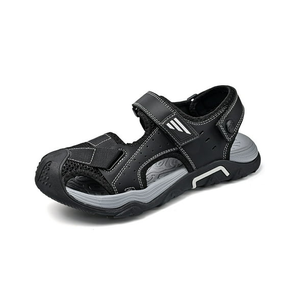 Mens Hiking Sandals Closed Toe Comfortable Outdoor Sports Beach Lightweight Non-slip Summer Quick Dry Water Shoes Black 7.5 US