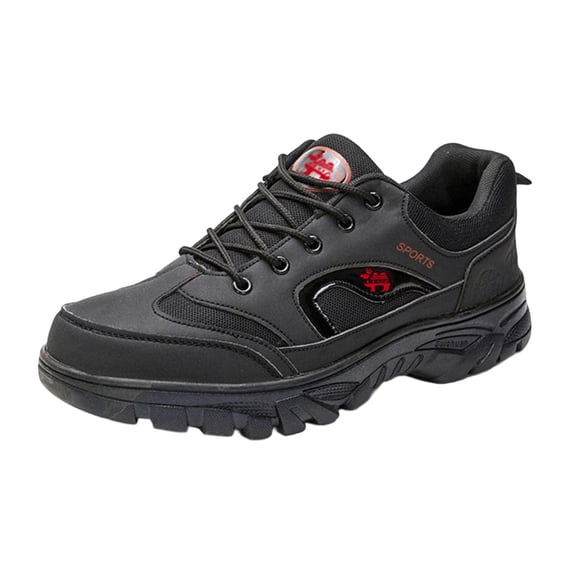 Mens Hiking Shoes Breathable Non-Slip Sneakers Leather Low Cut Boots for Outdoor Trailing Trekking Walking Zapatillas para Hombre