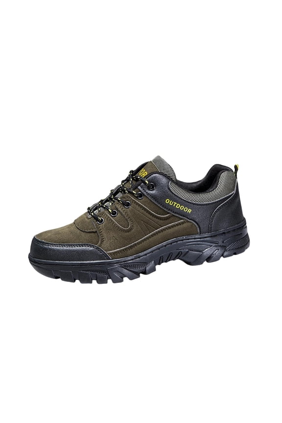 Mens Hiking Shoes Water Resistant Non-Slip PU Faux Leather Outdoor Trail Sneakers All Terrain Walking Shoes Army Green,Size 6.5