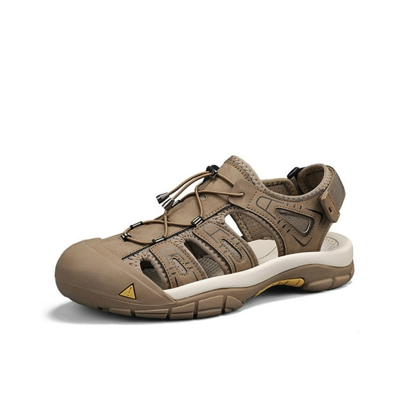 Mens Hiking Sports Sandals Closed Toe Outdoor Casual Beach Shoes Non-slip Water Shoes Lightweight Comfortable Brown 7.5 US