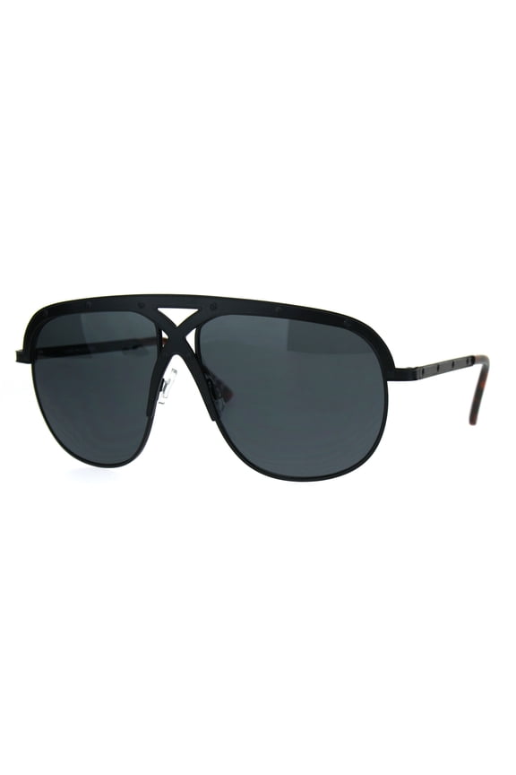 Mens Hip Hop Bling Oversize Futuristic Rapper Aviator Sunglasses All Black