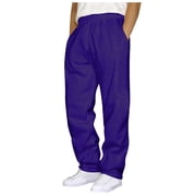 Mens Hip Hop Pants Casual Solid Color Track Cuff Workout Pants With Pocket