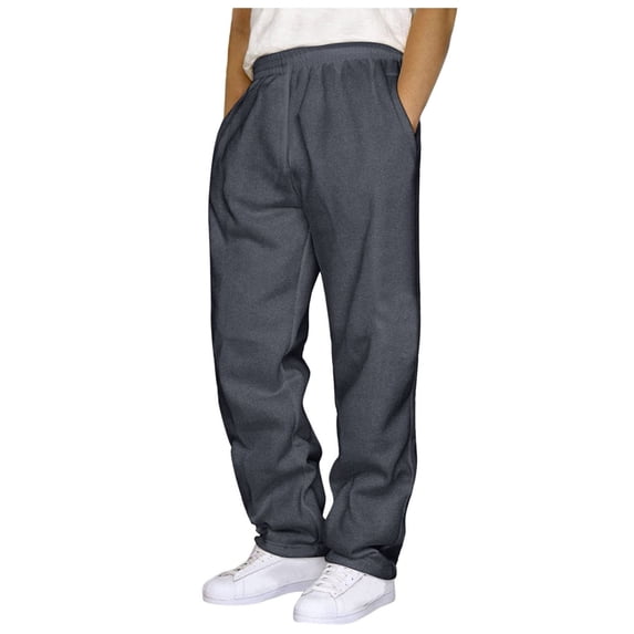 Mens Hip Hop Pants Casual Solid Color Track Cuff Workout Pants With Pocket