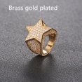 thumbnail image 1 of Mens Hip Hop Ring With Full Simulated Diamond Inlaid Five Point Star Alloy Jewelry Bling Accessory Trendy Design, 1 of 6