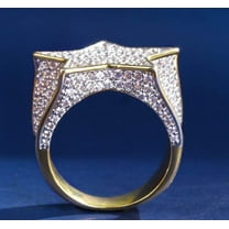 Mens Hip Hop Ring With Full Simulated Diamond Inlaid Five Point Star Alloy Jewelry Bling Accessory Trendy Design