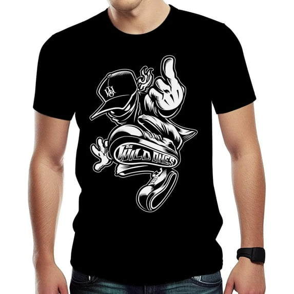Mens Hip Hop Tshirt 90 Hipster Clothing Casual Urban Street Graffiti Print T-Shirt