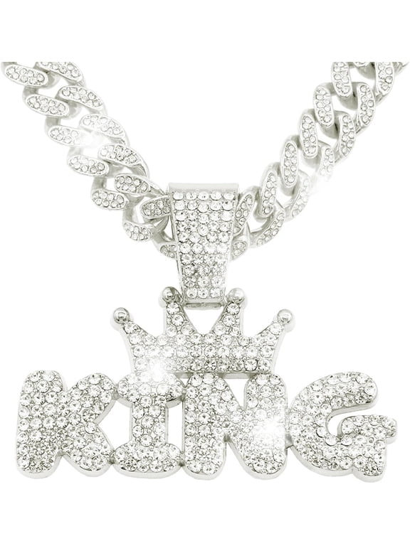 Mens Hip-hop Cuban Chain, Rhinestone Bling Pendant Necklace Diamond Chain Jewelry For Men,Men's Fashion Jewelry