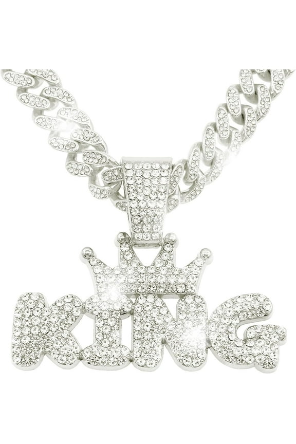 Mens Hip-hop Cuban Chain, Rhinestone Bling Pendant Necklace Diamond Chain Jewelry For Men,Men's Fashion Jewelry