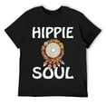 thumbnail image 1 of Mens Hippie Soul Rainbow Flowers 60s 70s Vegan Hippie T-Shirt Black, 1 of 5