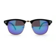 thumbnail image 1 of Mens Hipster Classic Half Horn Rim Iconic Sunglasses Black Gold Teal Mirror, 1 of 4