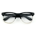 thumbnail image 1 of SA106 Mens Hipster Half Horn Rim Clear Lens Geek Fashion Eyeglasses Black Gold - Clear, 1 of 8