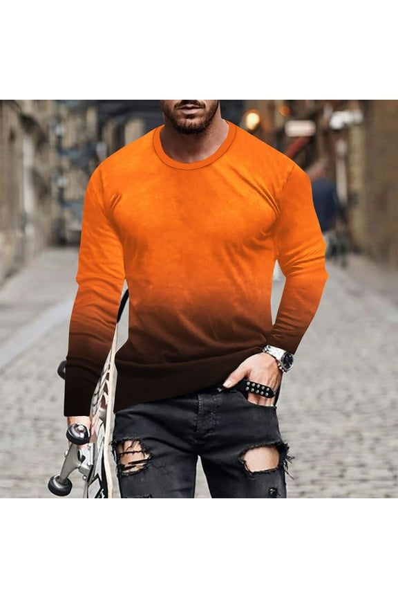 Mens Hipster Hip Hop Ripped Round Hemline T Shirts Gradient Color Fashion Tops