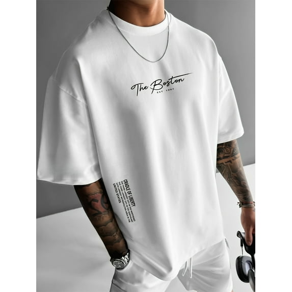 Mens Hipster Hip Hop Short Sleeve Print T-Shirt Shirts Men Graphic Tees White L