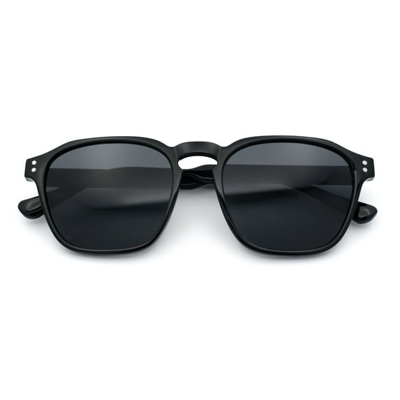 Mens Hipster Keyhole Rectangle Horn Rim Plastic Nostalgic Sunglasses All Black