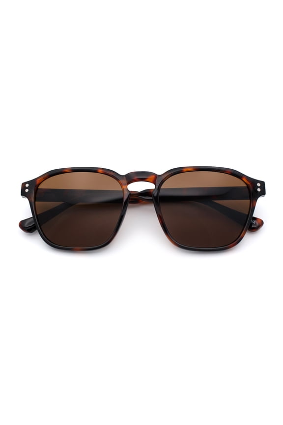 Mens Hipster Keyhole Rectangle Horn Rim Plastic Nostalgic Sunglasses Tortoise - Brown