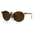 thumbnail image 1 of Mens Hipster Nerdy Retro Clear Circle Round Lens Funky Sunglasses Brown, 1 of 4