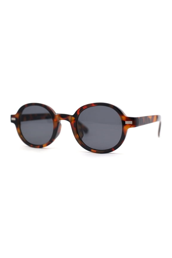 Mens Hipster Retro Vintage Style Snug Round Oval Sunglasses Tortoise Black