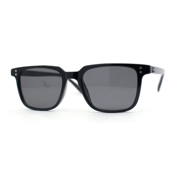 Mens Hipster Thin Plastic Horn Rim Sunglasses All Black