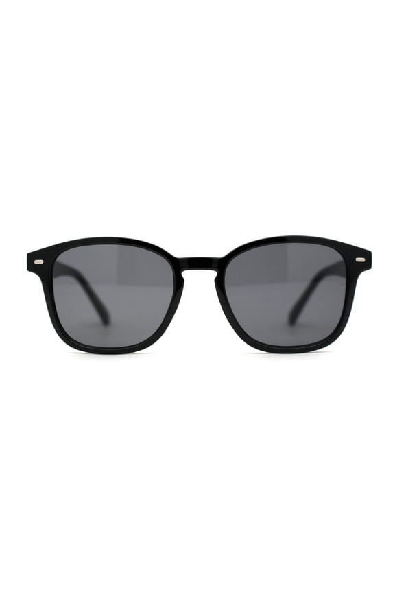 Mens Hipster Thin Plastic Keyhole Sunglasses Shiny Black