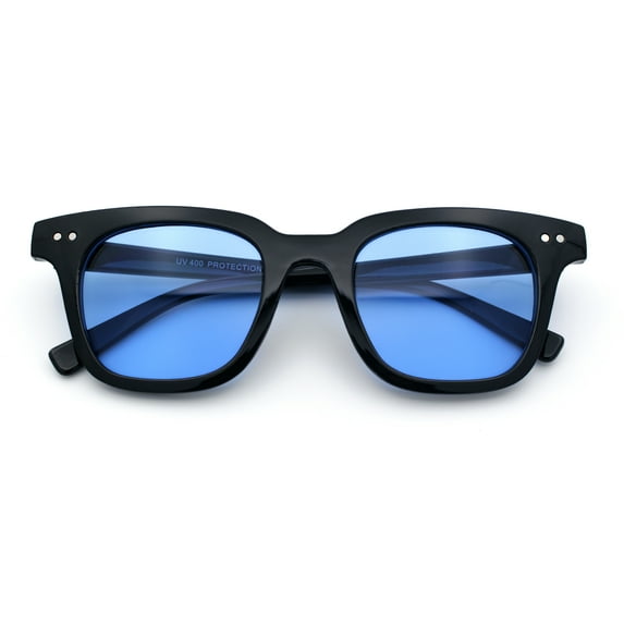 Mens Hipster Vintage Classic Horn Rim Hustler Plastic Sunglasses Black - Blue