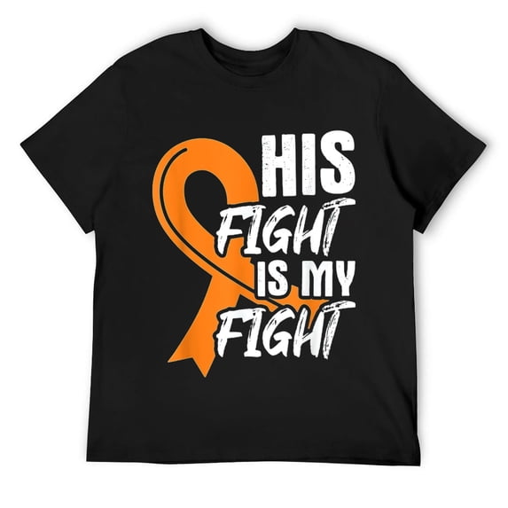 Mens His Fight My Fight Leukemia Cancer Leukemia Awareness Ribbon T-Shirt Black