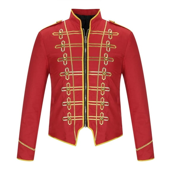 Mens Holiday Party Prom Blazer Suit Jacket Casual Solid Long Sleeve Stand Collar Steam-punk Gothic Tops