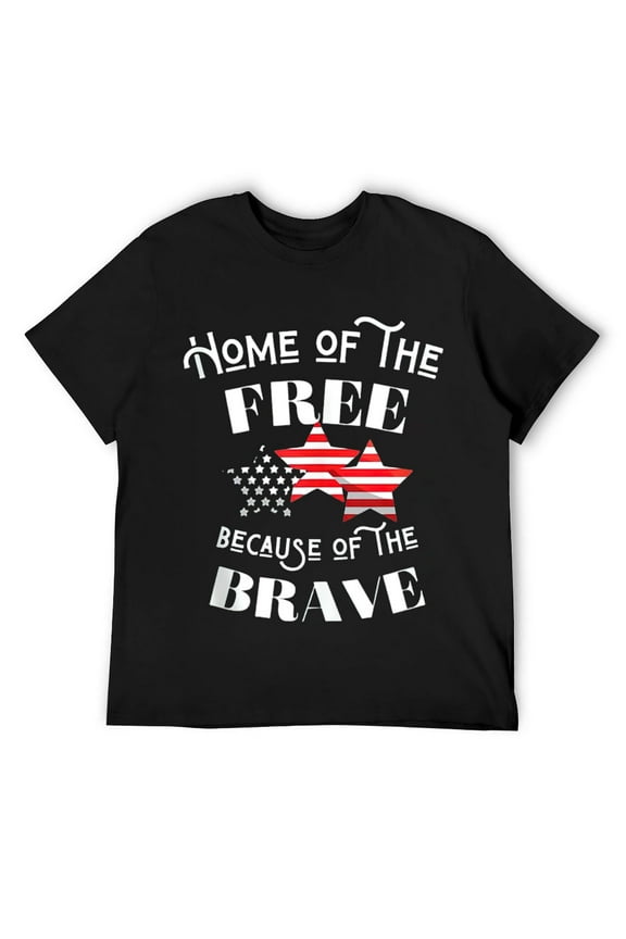 Mens Home Of The Free Because Of The Brave Patriotic Flag T Shirt Black L