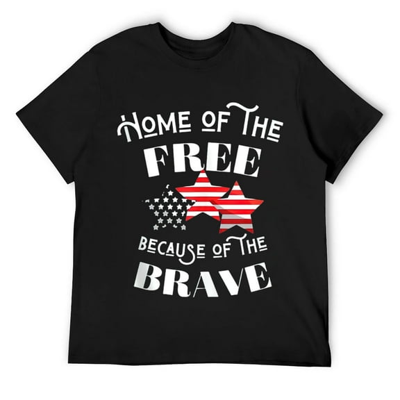 Mens Home Of The Free Because Of The Brave Patriotic Flag T Shirt Black M
