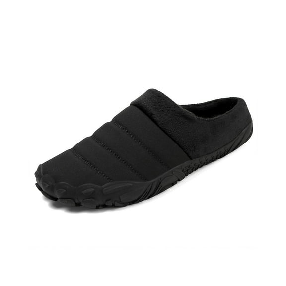 Mens Home Slippers Winter Warm Fur Lined Walking Shoes Indoor Outdoor Breathable Non-slip Cotton Shoes Black 10 US