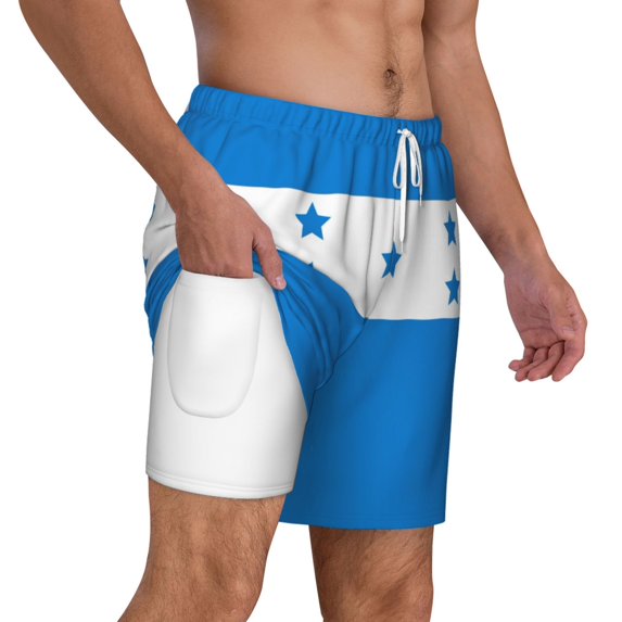 Mens Honduran Flag 2 in 1 Quick Dry Swim Trunks with Compression Liner Beach Shorts