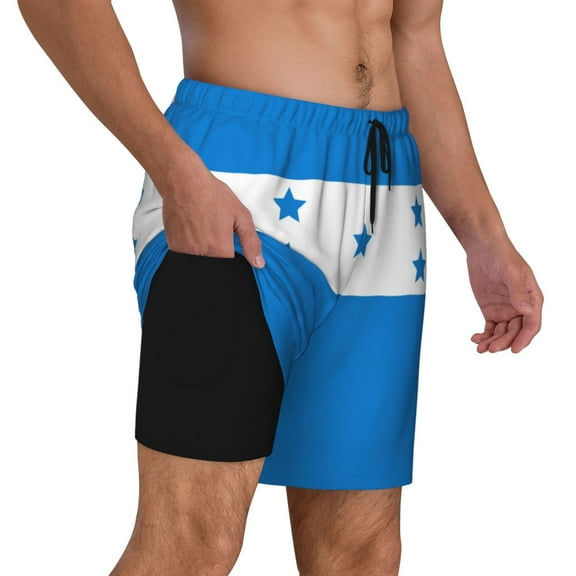 Mens Honduran Flag 2 in 1 Quick Dry Swim Trunks with Compression Liner Beach Shorts