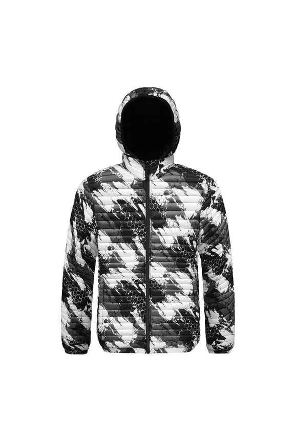 Mens Hooded Down Coats Winter Daily Wear Puffer Coat Long Sleeve Zipper Up Camouflage Outerwear Winter Pure Down Jackets Classic Comfortable Fit Down Coat
