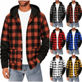 thumbnail image 1 of Mens Hooded Plaid Flannel Shirts Button Down Long Sleeve Casual Shirt Jacket with Pockets Hooded Drawstring Tops, 1 of 5