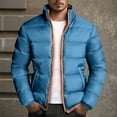 thumbnail image 1 of Mens Hooded Puffer Jacket Winter Coats Zip Up Color Blocked Warm Outerwear with Pockets, 1 of 5
