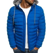 Mens Hooded Puffer Jackets Coats Winter Warm Zipper Casual Padded Outerwear
